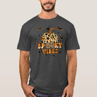 Spooky Vibes Autumn Pumpkin Leopard Hat Hexen Ha T-Shirt