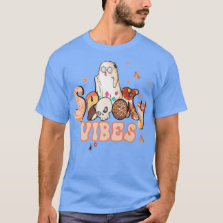 Spooky Vibes Blume Power Retro Hippy Ghost Hallow T-Shirt