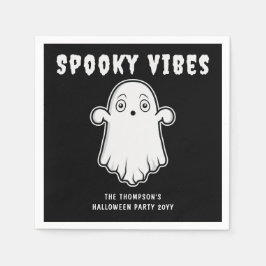 Spooky Vibes Ghost Halloween Schwarz-Weiß Serviette