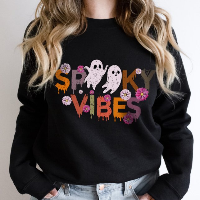 Spooky Vibes Ghost Halloween Sweatshirt (Von Creator hochgeladen)