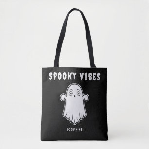 Spooky Vibes Ghost mit Individuelle Name Schwarz-w
