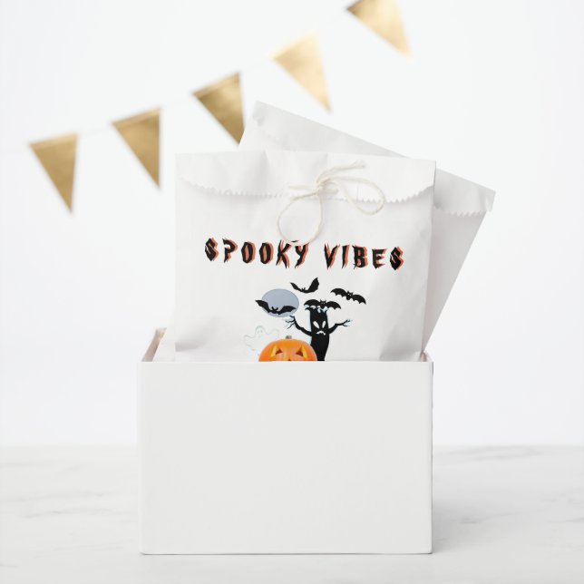Spooky Vibes Ghost Pumpkin Halloween Design Geschenktütchen (Party)
