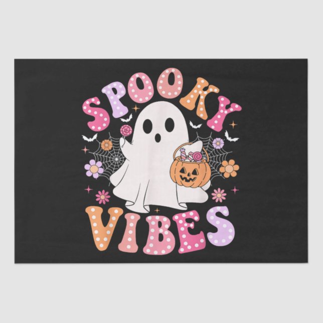 Spooky Vibes Ghost Retro Groovy Halloween Seidenpapier (Vorderseite)