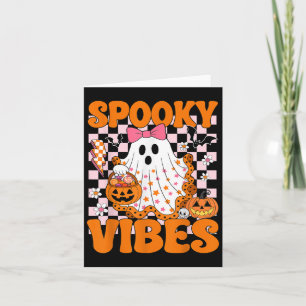 Spooky Vibes Ghost Retro Groovy Halloween Women Gi Karte
