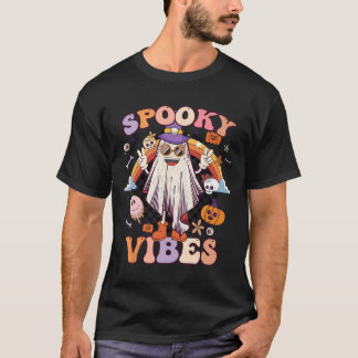 Spooky Vibes Ghost Retro Groovy Halloween Women Gi T-Shirt
