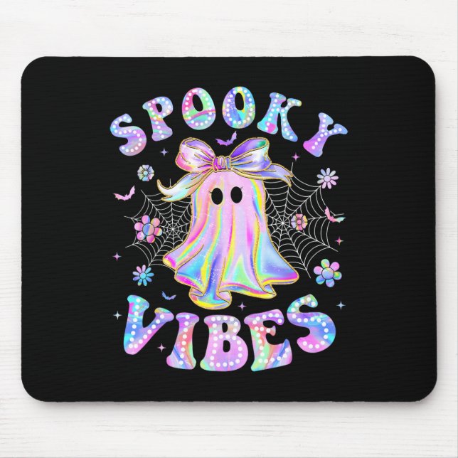 Spooky Vibes Ghost Retro Halloween Boo Crew Mousepad (Vorne)