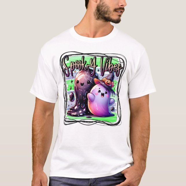 Spooky Vibes Ghoul Happy Halloween Beängstigend Gh T-Shirt (Vorderseite)