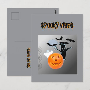 Spooky Vibes Halloween Bash Design Postkarte