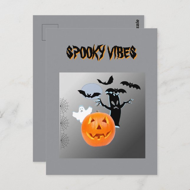 Spooky Vibes Halloween Bash Design Postkarte (Vorne/Hinten)