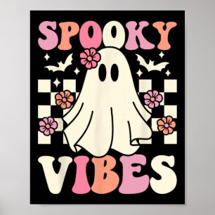 Spooky Vibes Halloween Ghost Kostüm Retro Groovy Poster