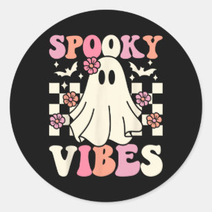 Spooky Vibes Halloween Ghost Kostüm Retro Groovy Runder Aufkleber