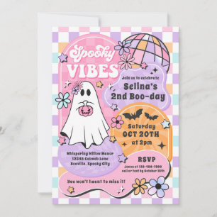 Spooky Vibes Halloween Groovy Ghost Birthday Party Einladung