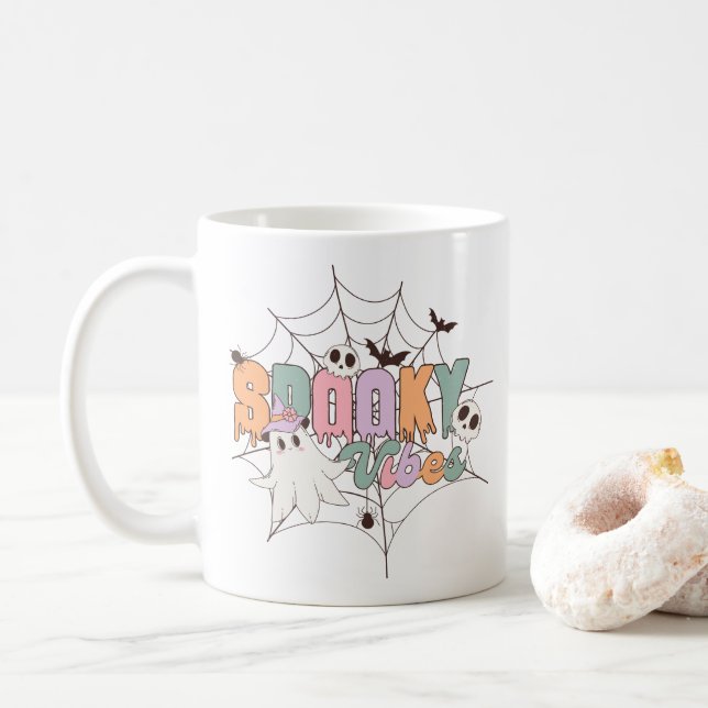 Spooky Vibes Halloween Kaffeetasse (Mit Donut)