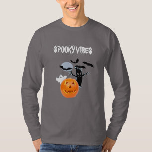 Spooky Vibes Halloween mit weißem Geist und Text T-Shirt