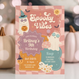 Spooky Vibes Halloween Niedlich Groovy Ghost Gebur Einladung