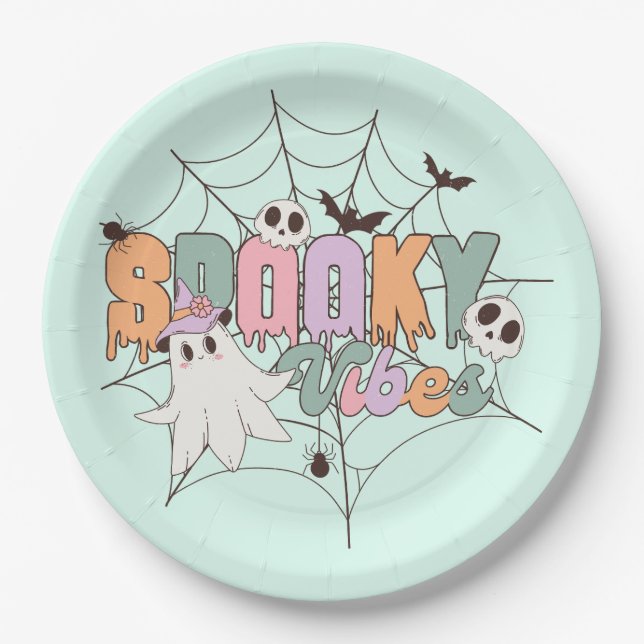 Spooky Vibes Halloween Pappteller (Vorderseite)