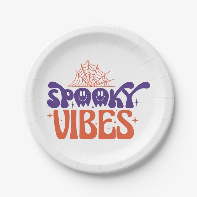Spooky vibes Halloween-Party Pappteller (Vorderseite)
