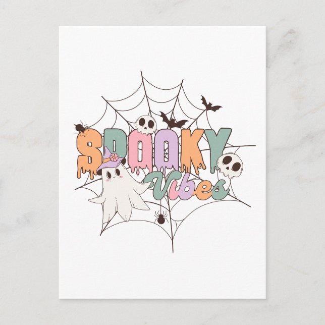 Spooky Vibes Halloween Postkarte (Vorderseite)