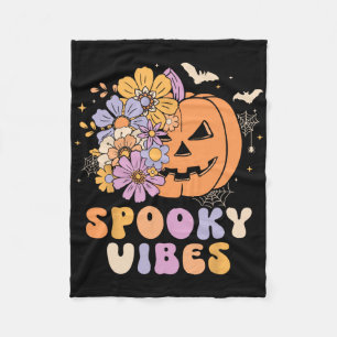 Spooky Vibes Halloween Pumpkin Costume Retro Groov Fleecedecke
