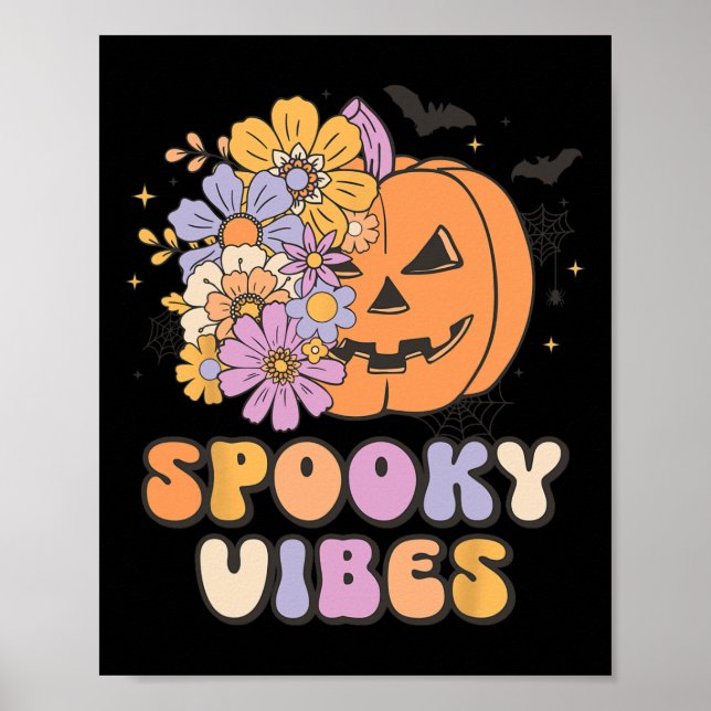 Spooky Vibes Halloween Pumpkin Costume Retro Groov Poster (Vorne)