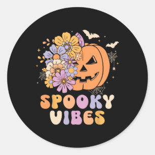 Spooky Vibes Halloween Pumpkin Costume Retro Groov Runder Aufkleber