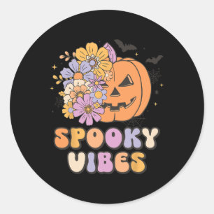 Spooky Vibes Halloween Pumpkin Costume Retro Groov Runder Aufkleber
