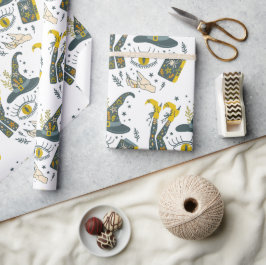 Spooky vibes Halloween symbols pattern Geschenkpapier