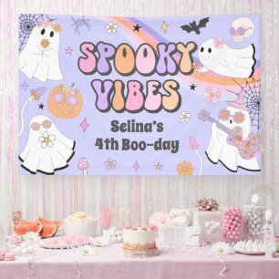 Spooky Vibes Niedlich Halloween Groovy Ghost Gebur Banner