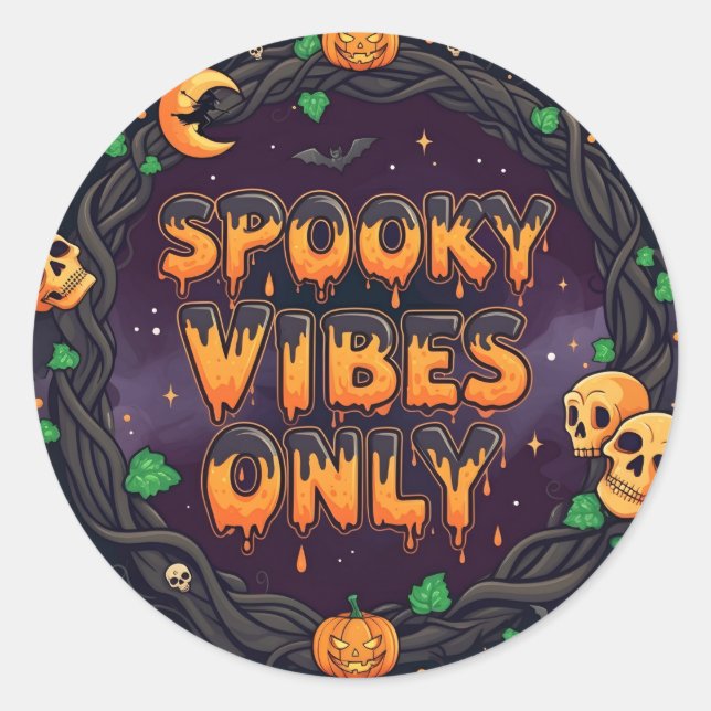 Spooky Vibes nur Halloween Runder Aufkleber (Vorderseite)
