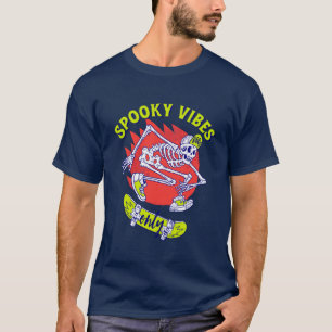 Spooky Vibes nur Skateboarding Skelett Halloween T-Shirt
