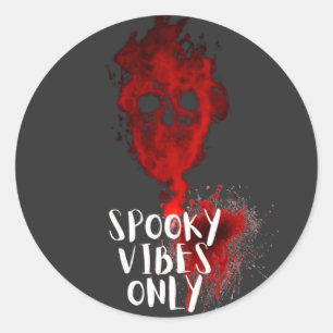 Spooky Vibes Only Red Smoke Skull Halloween Runder Aufkleber