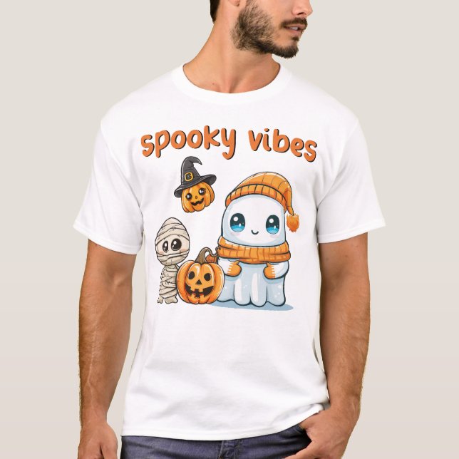 Spooky Vibes Pumpkin Night Happening Beängstigend T-Shirt (Vorderseite)