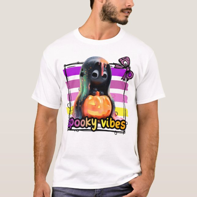 Spooky Vibes Pumpkin Night Happening Beängstigend T-Shirt (Vorderseite)