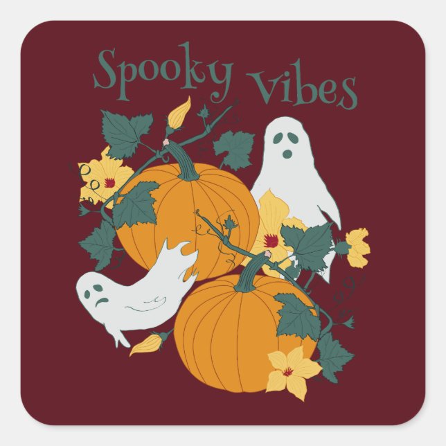 Spooky Vibes Quadratischer Aufkleber (Vorderseite)