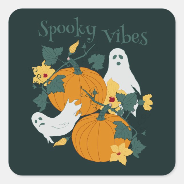 Spooky Vibes Quadratischer Aufkleber (Vorderseite)