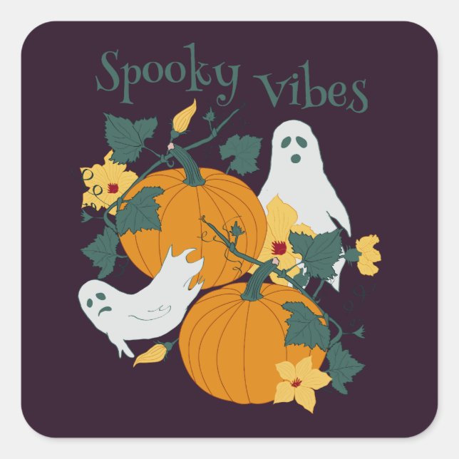 Spooky Vibes Quadratischer Aufkleber (Vorderseite)