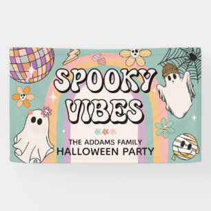 Spooky Vibes Retro Fun Halloween-Party Banner