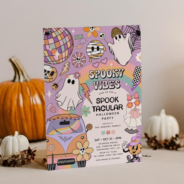 Spooky Vibes Retro Fun Halloween-Party Einladung (Von Creator hochgeladen)