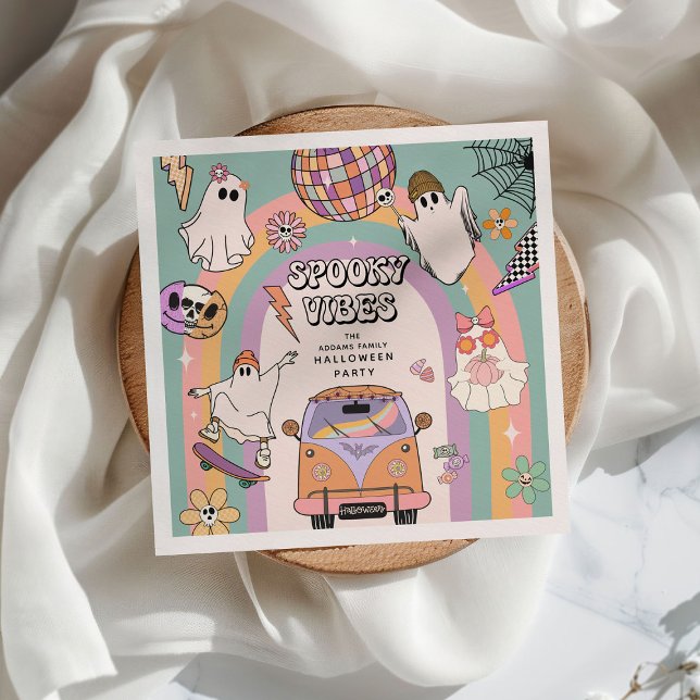 Spooky Vibes Retro Fun Halloween-Party Serviette (Von Creator hochgeladen)