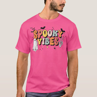 Spooky Vibes Retro Groovy Niedlich Ghost Halloween T-Shirt
