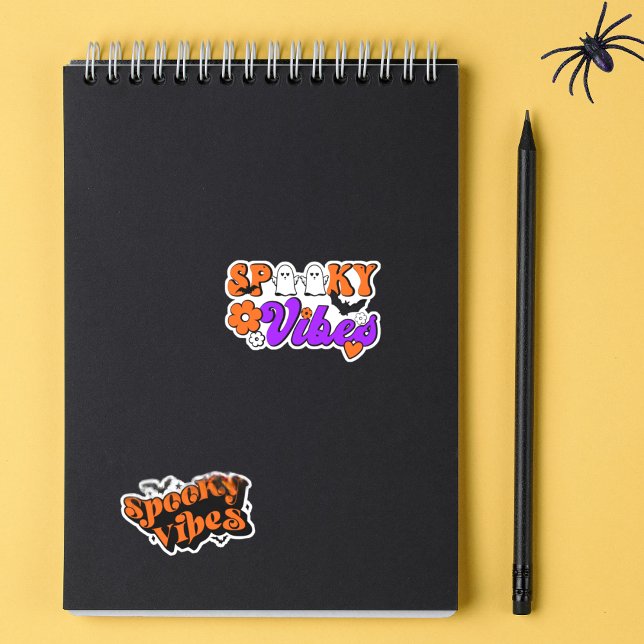 Spooky Vibes Retro Halloween Contour Aufkleber (Spread spooky vibes with these fun retro inspired stickers!)