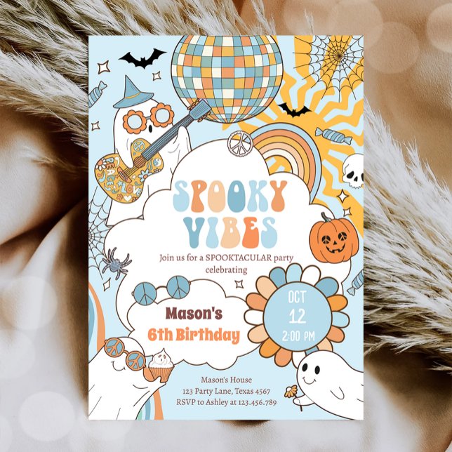 Spooky Vibes Retro Halloween-Party Boy Birthday Einladung (Von Creator hochgeladen)