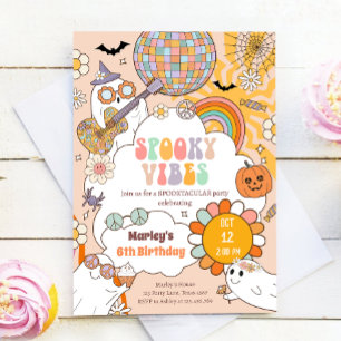 Spooky Vibes Retro Halloween-Party Girl Birthday Einladung