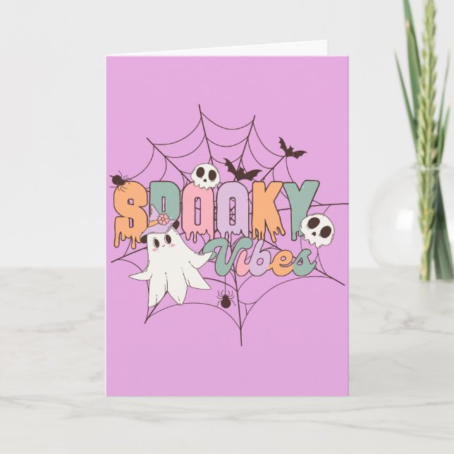 Spooky Vibes Retro Pastel Karte (Vorderseite)