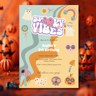 Spooky vibes Rettro Vintage Halloween Kindergeburt Einladung