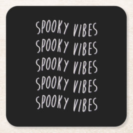 spooky vibes typography rechteckiger pappuntersetzer
