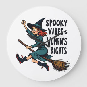 Spooky Vibes Women's Right Halloween Hexe Große Wanduhr