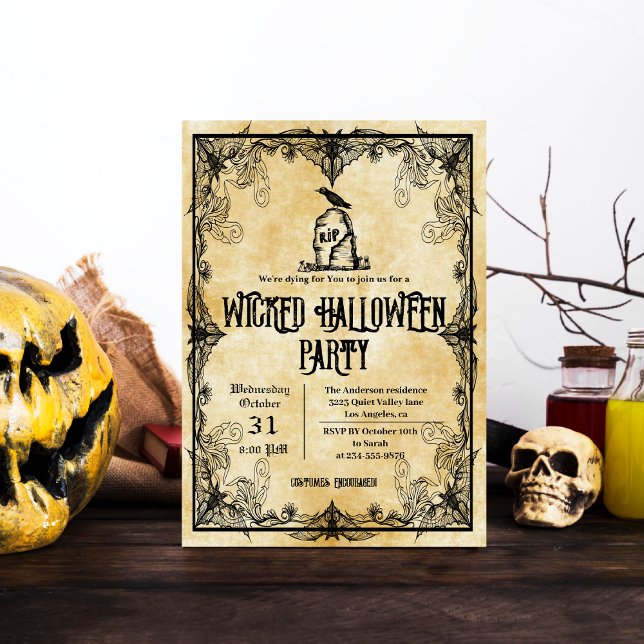 Spooky Vintag Gothic Creepy Halloween-Party Einladung (Von Creator hochgeladen)