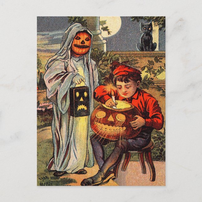 Spooky Vintag Halloween Postkarte (Vorderseite)
