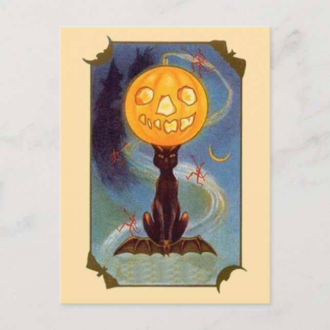 Spooky Vintag Halloween Postkarte (Vorderseite)